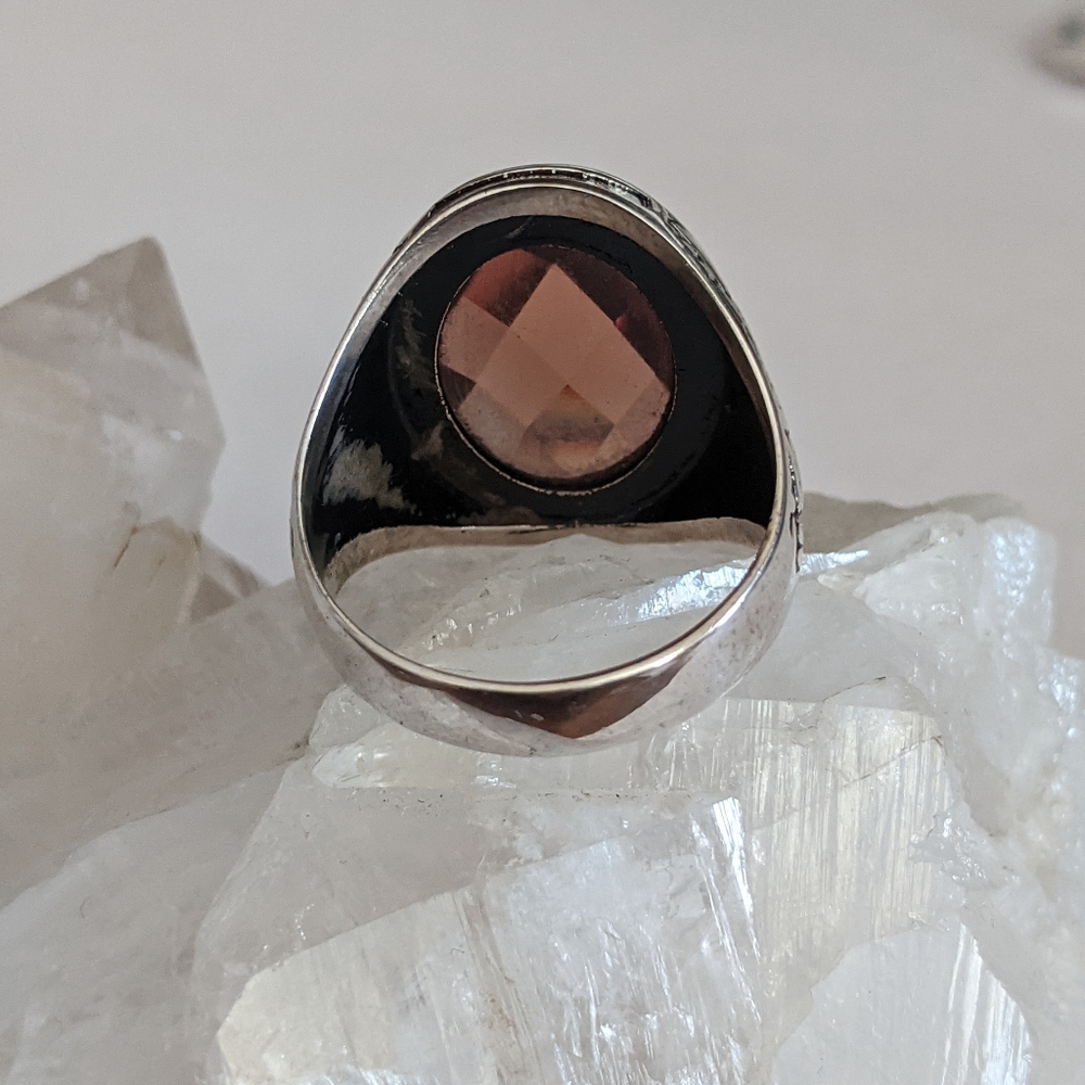 Green & Orange Alexandrite, 925 Silver Men's Ring - Picture 6 of 9